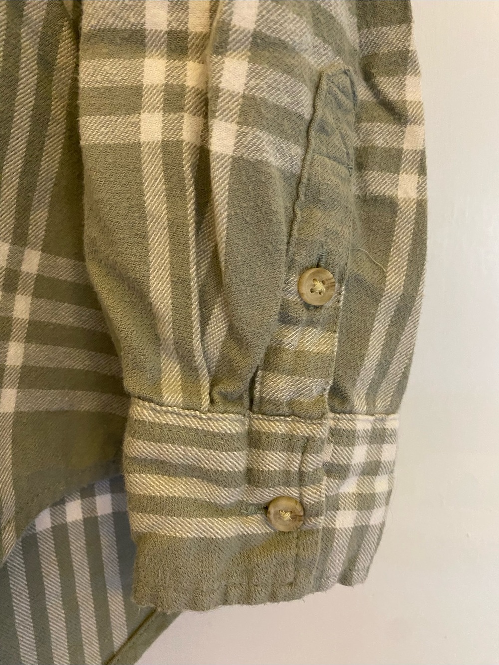 American Eagle Outfitters Sage Green Plaid Button Hoodie Shirt - Picture 5 of 9